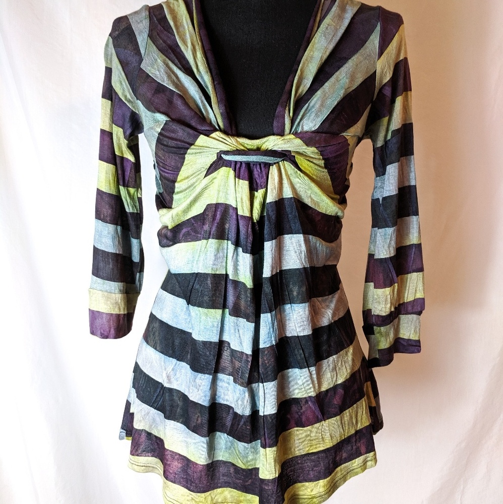 Stripped Buckle Blouse